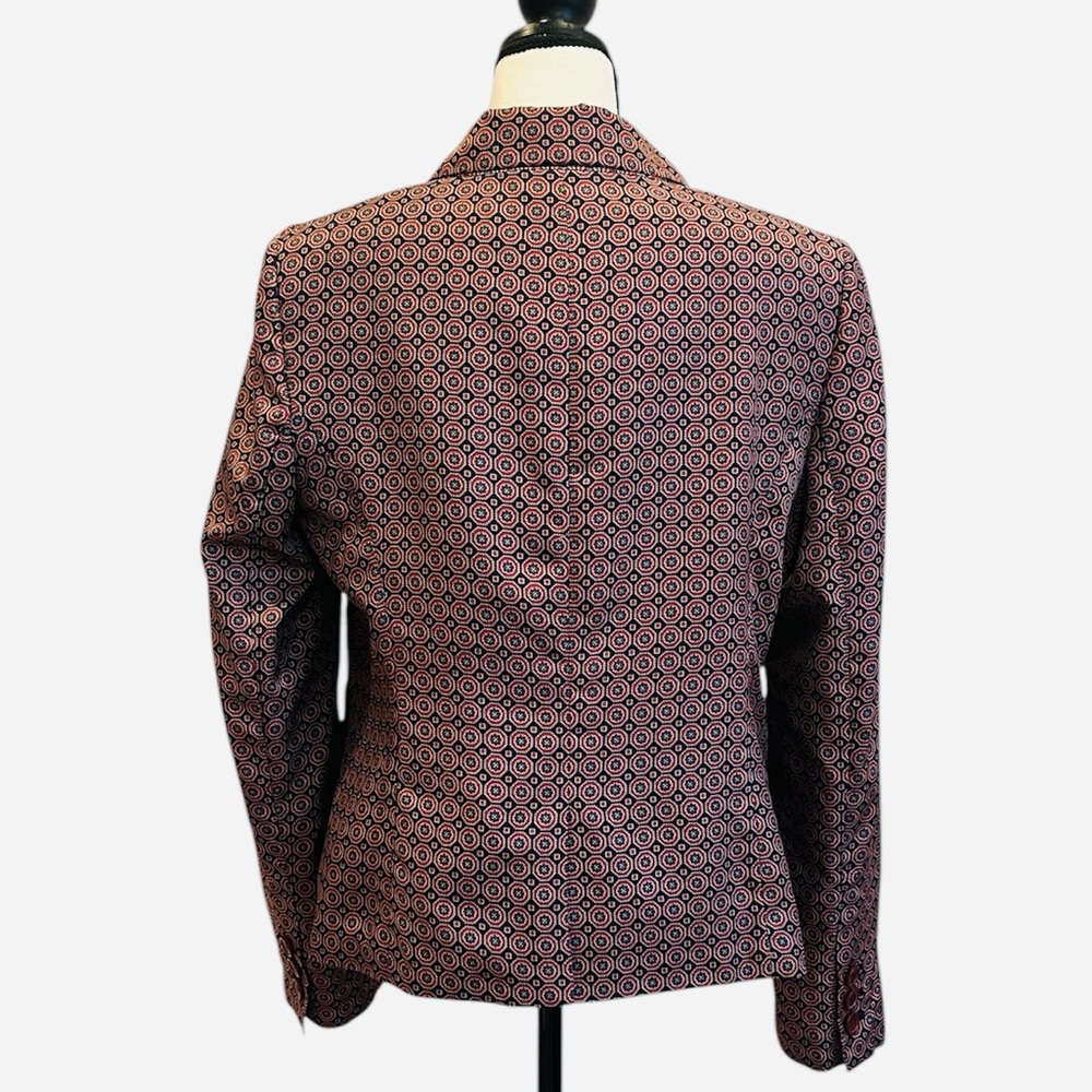 The Limited Geometric Print Blazer Navy Burgundy Red Size Large Classic Preppy - Picture 5 of 13